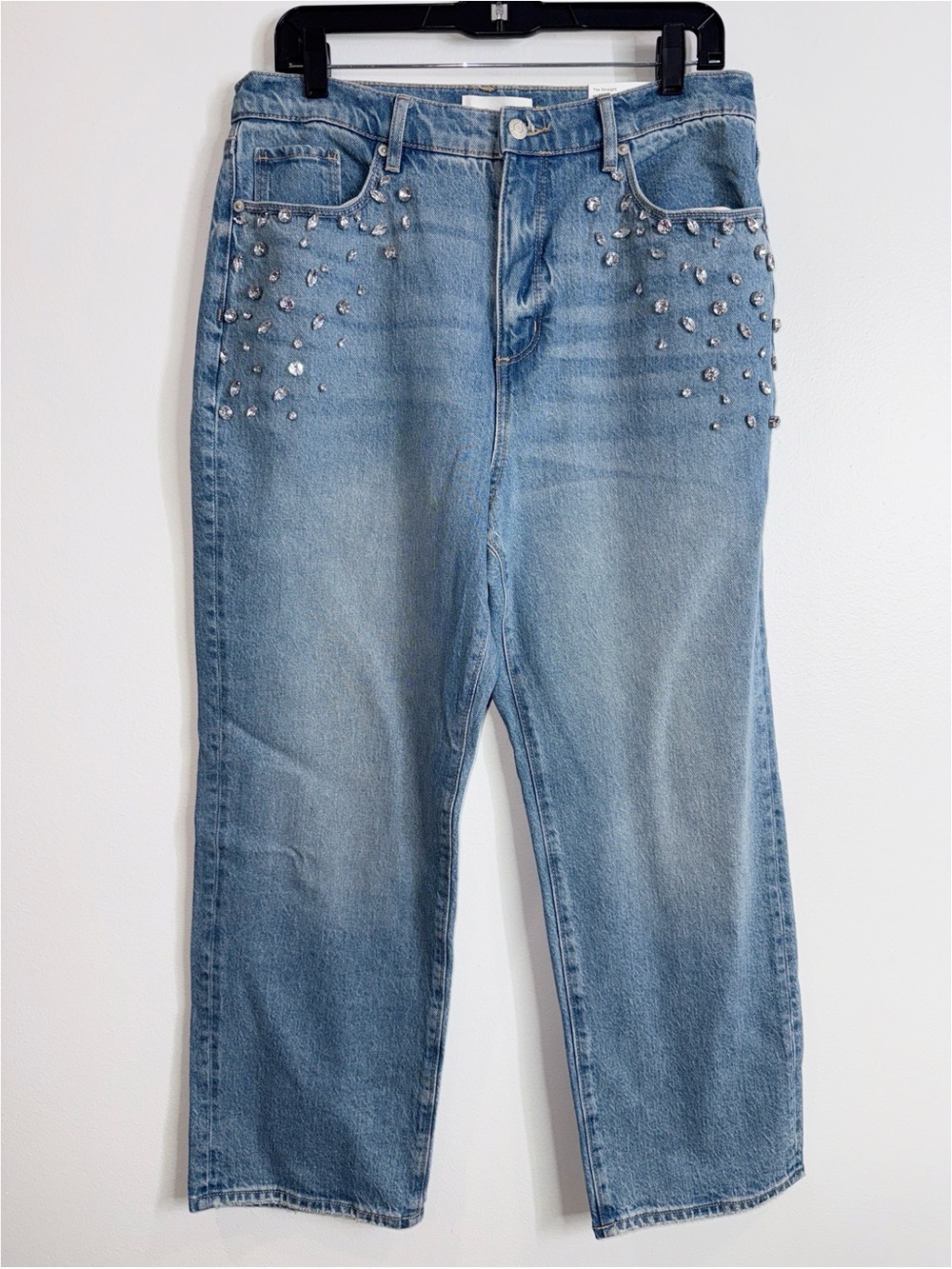 Loft the straight high rise embellished jeans size 31 petite